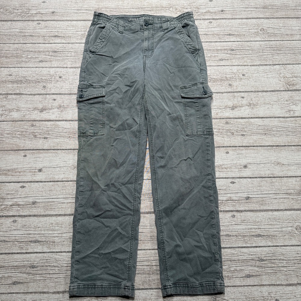 American Eagle Carpenter Pants Women's 6 Short Gray Straight Leg Cargo Workwear
